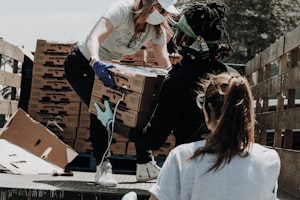 Volunteers packing aid